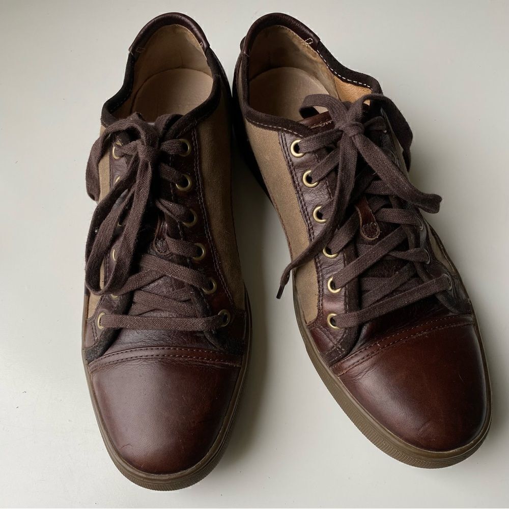 Frye Justin Low lace up sneaker leather canvas size 9 - Picture 7 of 12